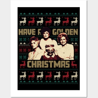 Have A Golden Christmas Ugly Christmas Pattern Posters and Art